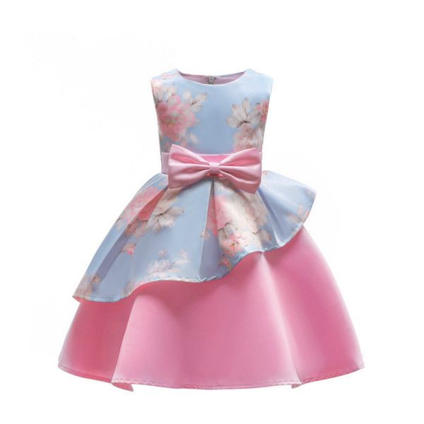 

girls princess dress for bow formal party frocks designs with bow in six color for2-12 years old, Red;yellow