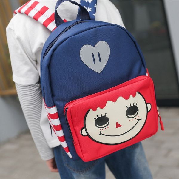 

korean children's cartoon smiling oxford cloth bag backpack face oxford cloth backpack children's kindergarten schoolbag