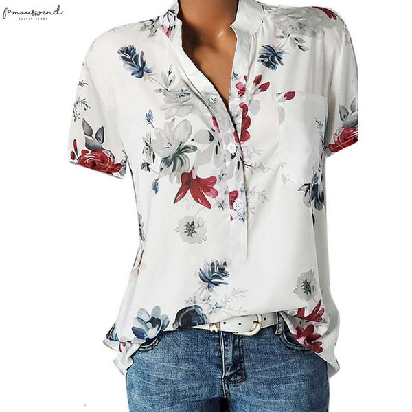 

women printing pocket plus size blouse short sleeve blouse easy shirt womens and blouses blusas mujer de moda 2020 applique, White