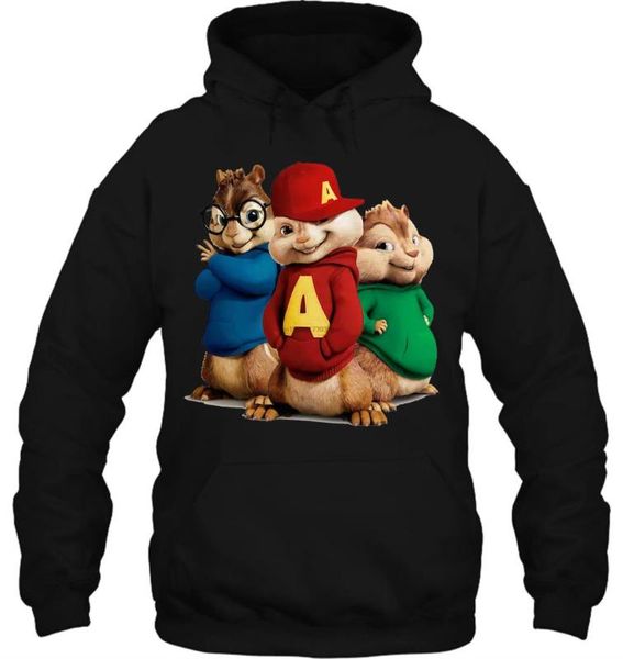 

men hoodie men's animated comedy alvin and the chipmunks women streetwear, Black