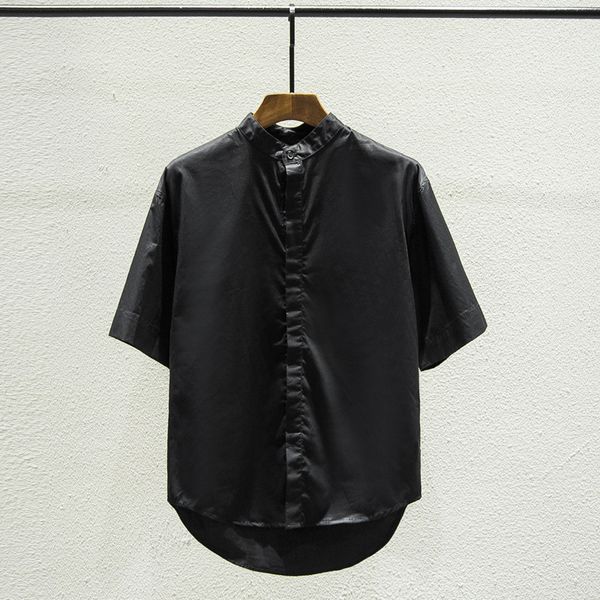 

европейский и американские моды бренд fear of god короткого рукав рубашка f хлопок поплин крупногабаритной рубашка хлопок рубашка, Black;brown