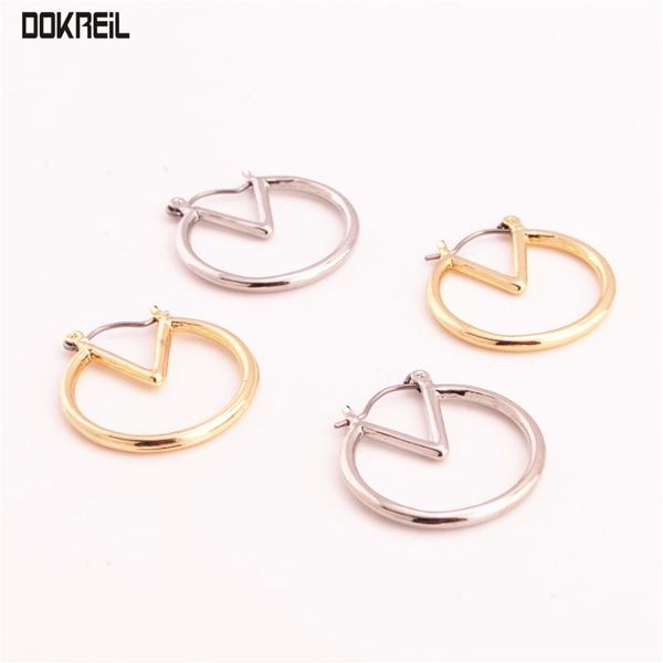 

dokreil modern geometric hipster simple shape hoop earrings, Golden