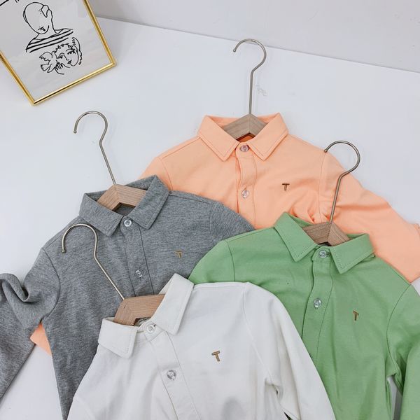 

2020 squinting season new boys' solid color all-match baby shirt chest letter polo shirt fashion, White;black