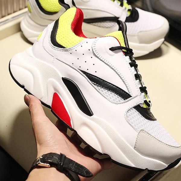 

mens shoes b22 white yellow and black canvas and calfskin sneaker drop ship outdoor walking design low chunky sneakers