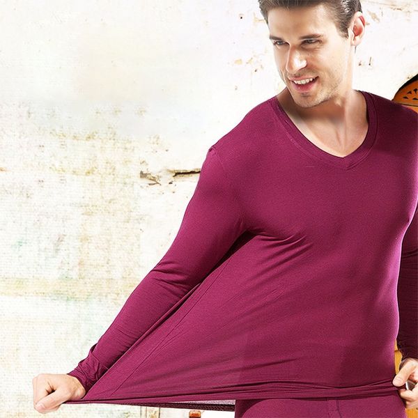 

37 degrees new constant temperature men's warm suit pants suitv-neck thermal underwear set thin autumn clothes autumn pants set, Black;white