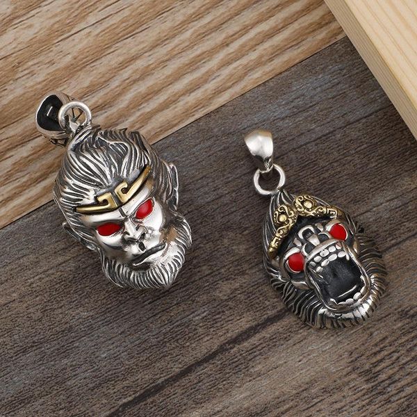 

s925 серебро ретро тайский серебряный qitian dasheng вс укун мужской личности властный кулон ювелирные изделия, Silver