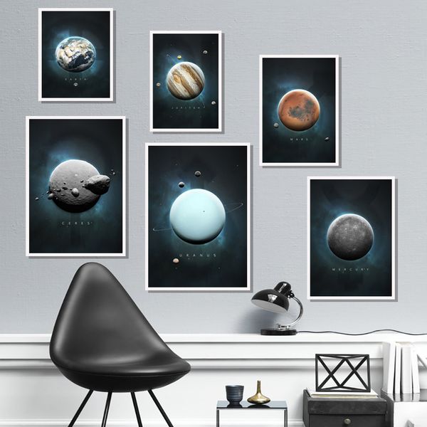 

planet earth jupiter mercury uranus mars nordic posters and prints wall art canvas painting wall pictures for living room decor