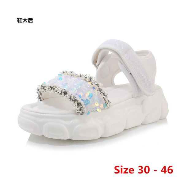 

med high heel platform sandals female summer women thick bottom shoes wedge open toe women's sandals small big size 30 - 46, Black