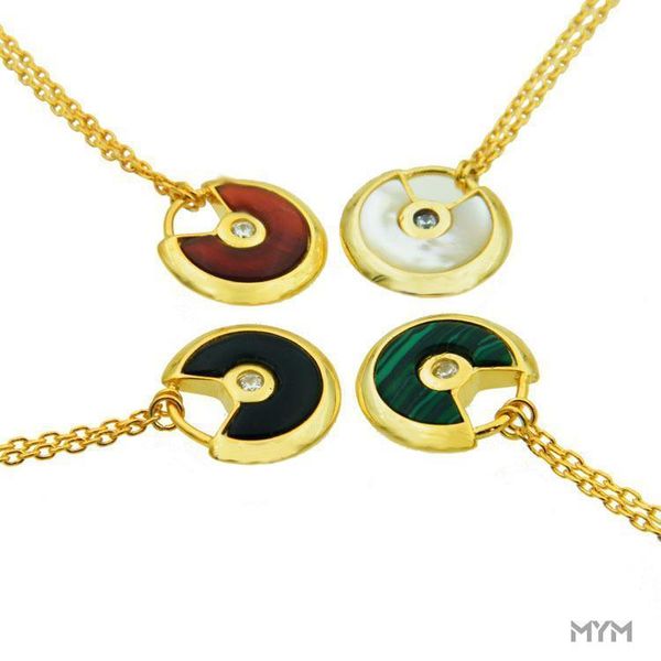 

classic simple love necklaces & pendants for women titanium steel amulet of natural stone red necklace with 18k shell agate necklace men, Silver