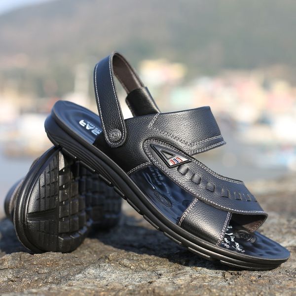 

2020 new fashion casual and sandals first layer cowhide comfortable breathable sandals genuine leather men's shoes