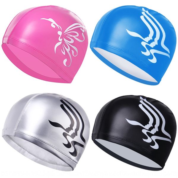 

pcf8i new men's and women's long hair waterproof extra comfortable ear swimming cap protection high elastic pu swimming cap non-ti