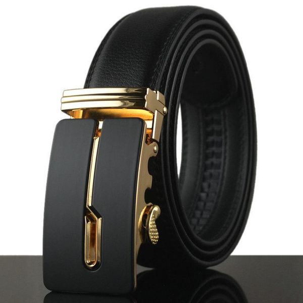 

new designer big buckle fashion men's belt automatic buckle belt mens cowskin genuine leather belts business casual strap hy-108, Black;brown