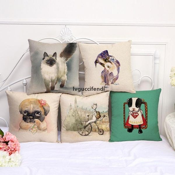 

cute dog pillowcase bohemian bed animal pillowcover cotton linen ethnic car pillow cover bedroom sofa throw cushion pillow case 100g