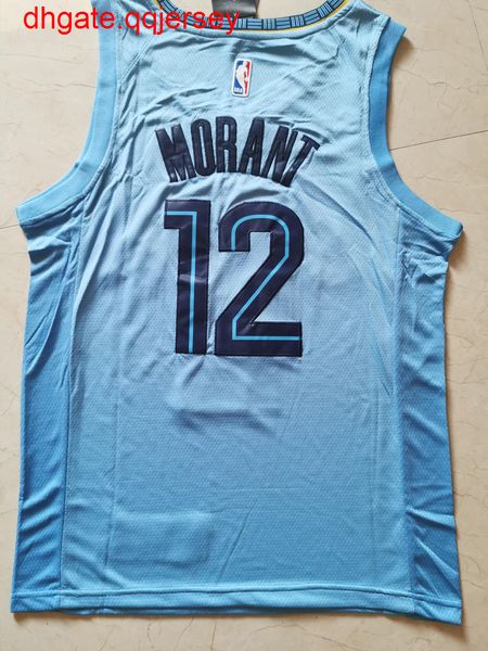 

2020-20 men's ja morant #12light blue jersey, Gray