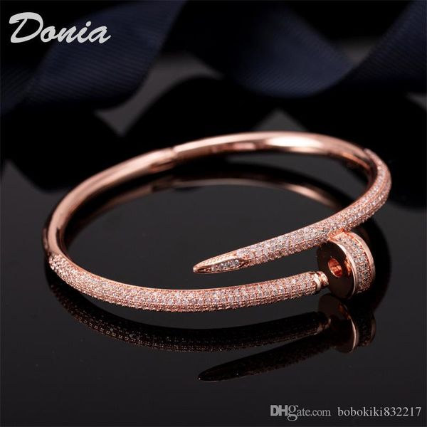 

donia jewelry party european and american fashion exaggeration large classic micro inlaid zirconia bracelet women's bracelet birthday g, Black