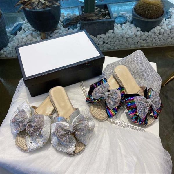 

women's new slippers summer bling sequined cloth women's shoes fashion butterfly-knot sweet lady confortable shoes, Black