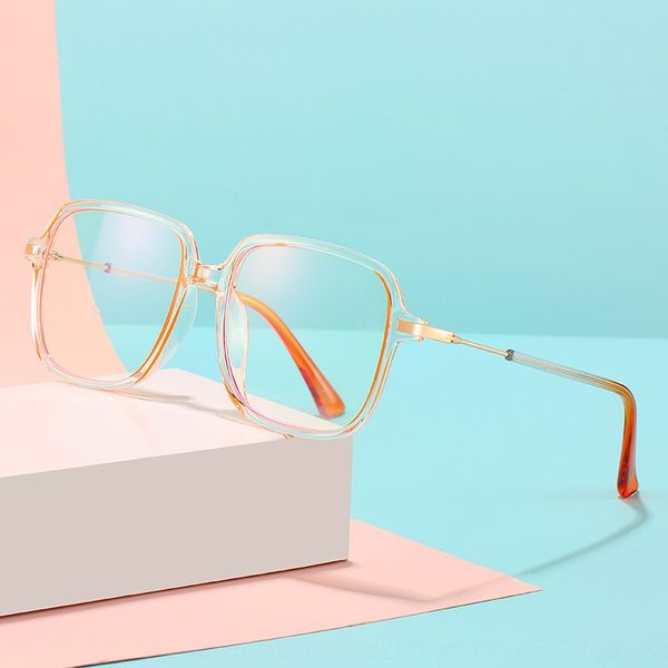 

new tr90 anti blue light fashion large frame square glasses frame jelly color fashion plain glasses, Silver