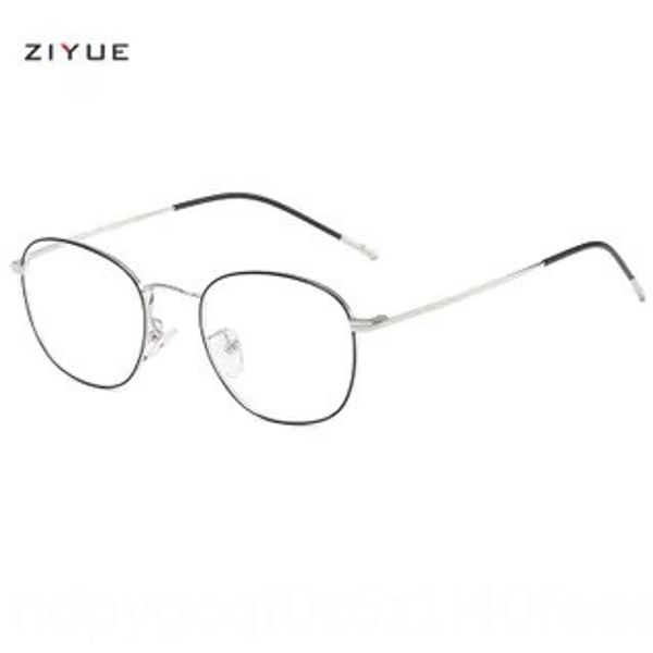 

new metal myopia frame men's anti-blue-ray frame women's 33006 myopia glasses fashion plain glasses, Silver