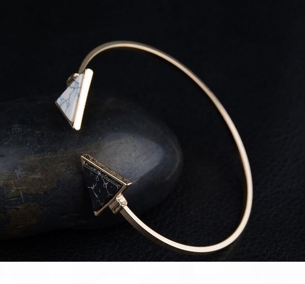 

a new arrival stones marble triangle open turquoise trends individual alloy bracelet fb177 mix order 20 pieces a lot charm bracelet, Golden;silver
