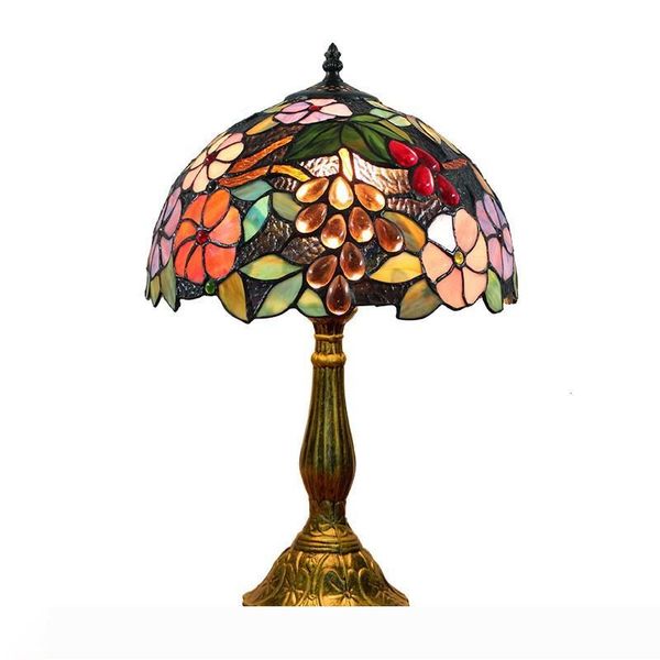 

european creative tiffany stained glass living room dining room bedroom bedside table lamp bar garden grape retro lamp tf018