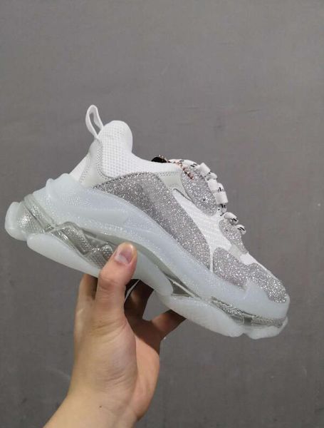 

paris crystal bottom triple s casual shoes dad shoes platform triple s sneakers for men women vintage kanye old grandpa trainer size 36-45, Black