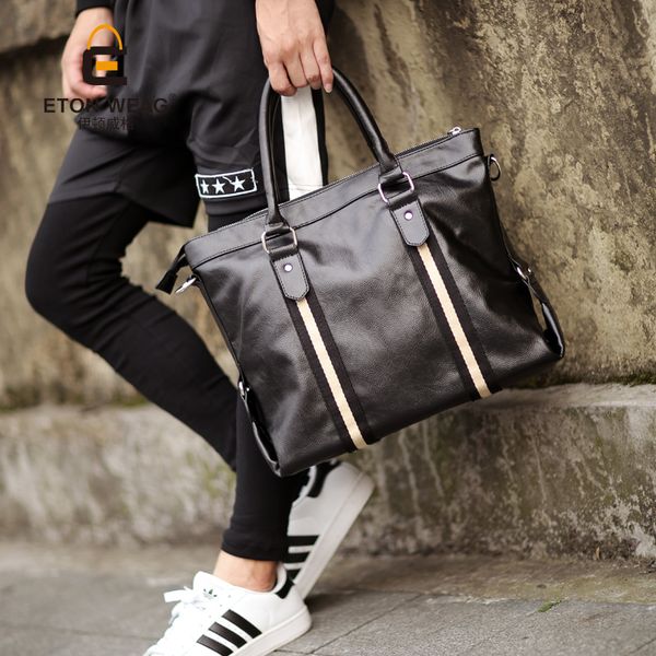 

briefcases brand men's leather handbag fashion trendy business bag computer casual korean style shoulder briefcase