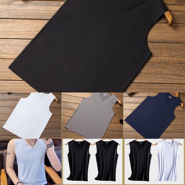 

ice silk men' underwear vest vest men' summer slim fit tight youth sports hurdle sleeveless underwear seamless undershirt, White;black