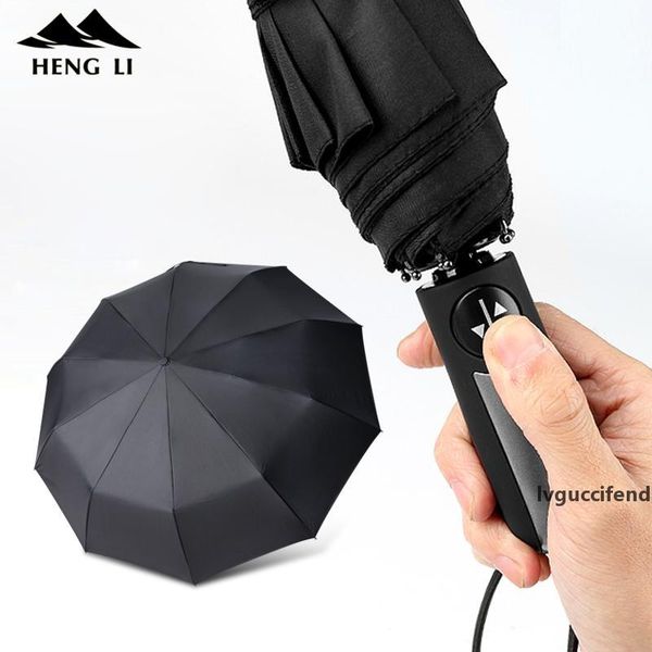 

fully-automatic folding automatic umbrella rain women male auto luxury big windproof travel umbrellas for men rain black coating t200117
