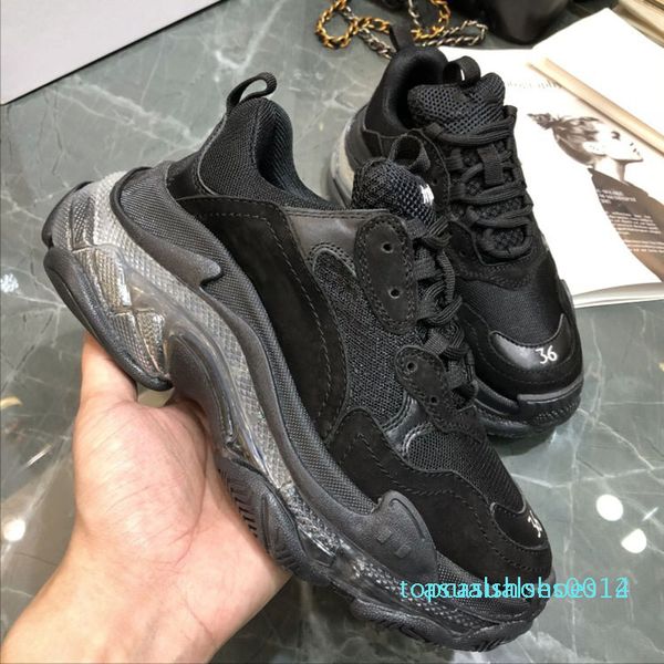 

paris green crystal bottom triple-s leisure shoes luxury dad shoes platform triple sneakers men women vintage kanye old grandpa trainer c14, Black