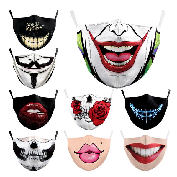 

reusable washable face mask with filters cotton floral prints masks face dust-proof mouth cover mask, Silver