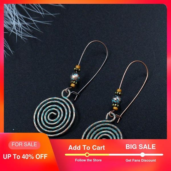 

dangle earrings hanging for women ethnic bronze antique gothic drop earrings vintage jewelry fashion copper alloy round, Silver