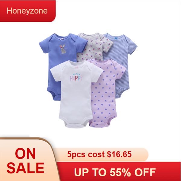 

kavkas 5pcs/lot baby girls clothes set body cotton cartoon print newborn baby boy clothing outfits infant jumpsuit 6-24m, Blue