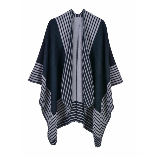 

sale frame striped monochrome scarf fashion thickened warm scarf pin warm imitation cashmere shawl cloak triangle pin 2019, Blue;gray