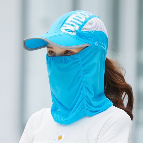 

women' summer face-shading uv-proof fishing sun outdoor quick-drying cool foldable hat sun hat, Blue;gray