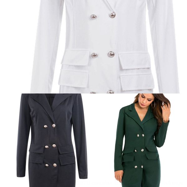 

2019 women's double-breasted slim dress windbreaker trench coat solid color thin coat dress, White;black