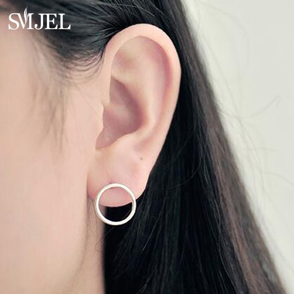 

smjel new lovely geometric circle women stud earrings girl gift mini earings fashion jewelry boucle d oreille, Golden;silver