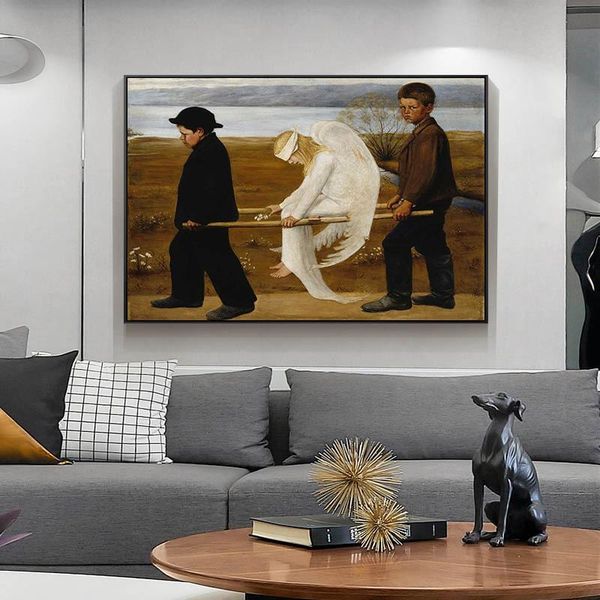 

famous painting the wounded angel canvas painting posters and prints wall art for living room home decor (no frame)