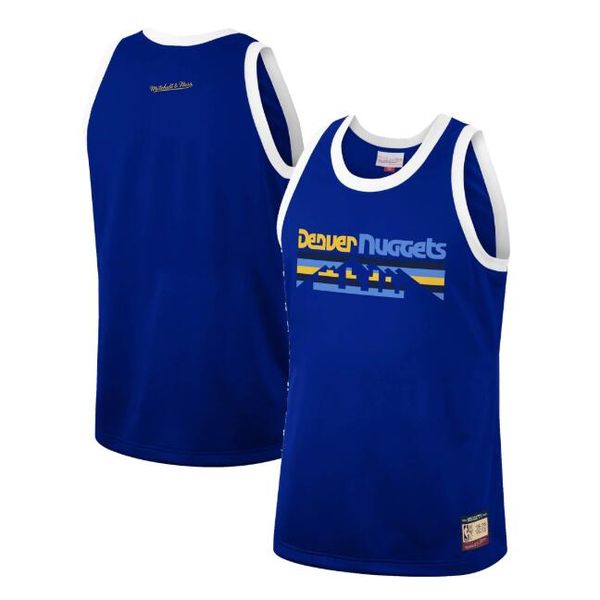 

men denver nuggets mitchell & ness hardwoods classics team heritage fashion jersey - royal, Black;red