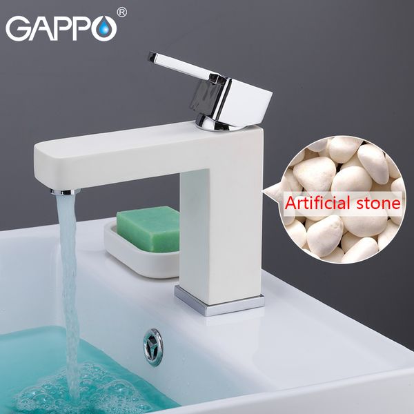 

gappo basin faucets waterfall faucet deck mount white basin mixer artificial stone faucet taps bathroom torneira mixer tap