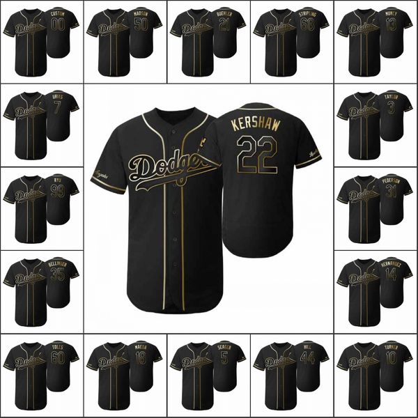 

los angeles dodgers men #35 cody bellinger 18 kenta maeda 22 clayton kershaw women youth golden edition flex base custom jersey, Black