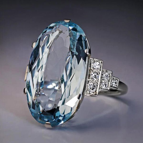 

aprilgrass марка big oval sky blue stone женщины bridal ленточные кольца чувствительная женщина свадьба engage партии элегантный подарок для, Golden;silver