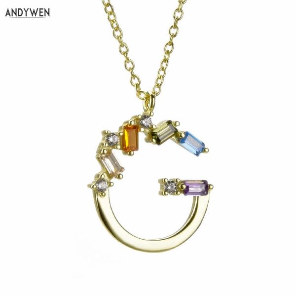 

andywen 925 sterling silver small g k letter colorful pendant long chain women name birthday gift for fashion girls in 2020