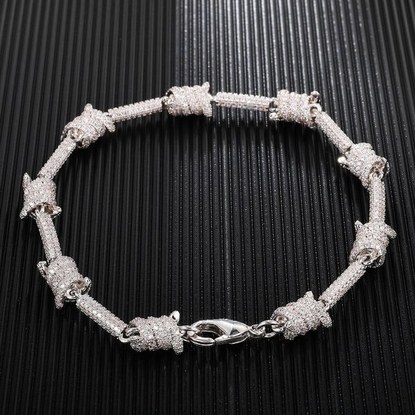 

new arrival 18k gold white gold bling cubic zirconia wire wrap knot hip hop iced out bangle bracelets diamond jewelry gifts for men & women, Black