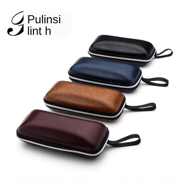 

korean style zipper leather case sun case high-end sunglasses sun glasses box zipper box, Blue