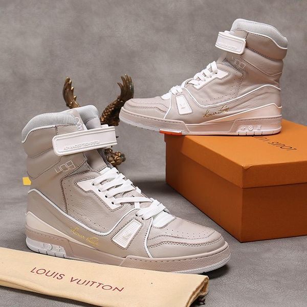 

trainer sneaker boot men 's shoes drop ship vintage breathable style footwears comfortable lace -up high casual men boots fast del, Black