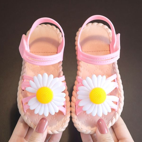 

children's summer and sandals daisy medium and big girl sandals open-toed princess shoes soft sole anti-skid, Black;red