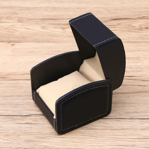 

pu leather square gift bracelet watch jewelry box watch box leather jewelry case organizer (black, Black;blue