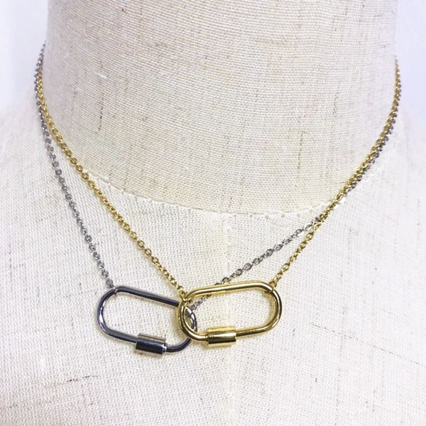 

stainless steel chain necklace cz spiral buckle pendant necklace women charm jewelry bohemia 2020 new design wholesale, Silver