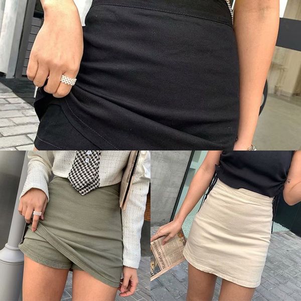 

2023 style summer new high waist underwear apron apron zipper elastic waist hip skirt one-step small skirt with underwear, Black