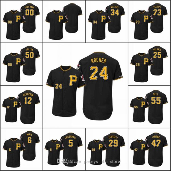 

pittsburgh pirates men #6 starling marte 47 francisco liriano 24 chris archer women youth flex base alternate custom jersey, Blue;black